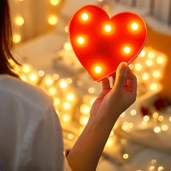 Light Up I Love You Letters Sign for Wedding LED Heart Marquee Lights Night Light Lamp Christmas Holiday Gift Home Party Decoration - LeafyLoom
