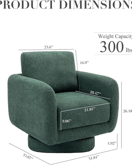 COLAMY Swivel Accent Chairs Set of 2, 32Inches Wide Upholstered Armchair with Plush Back Pillow for Living Room, Modern Sofa Corner Chair for Nursery/Living Room/Bedroom-Green - LeafyLoom