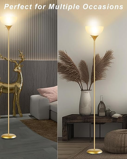 Floor Lamp for Living Room, Standing lamp for Bedroom, Drop-Resistant White Lampshade, Standing Lamp for Bedroom Study Office Hostel Kid’s Room - LeafyLoom