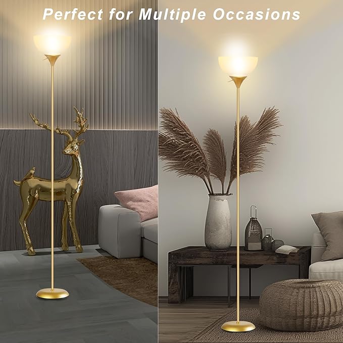 Floor Lamp for Living Room, Standing lamp for Bedroom, Drop-Resistant White Lampshade, Standing Lamp for Bedroom Study Office Hostel Kid’s Room - LeafyLoom