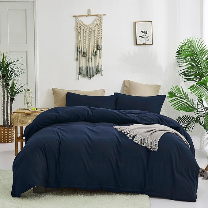 Solid Navy Comforter Set King Navy Blue Bedding Set Soft Pure Navy Blue Bedding Quilt Set Men Navy Blue Blanket Women Breathable Durable Bed Comforter Set Dark Navy Blue Bedding Set King - LeafyLoom