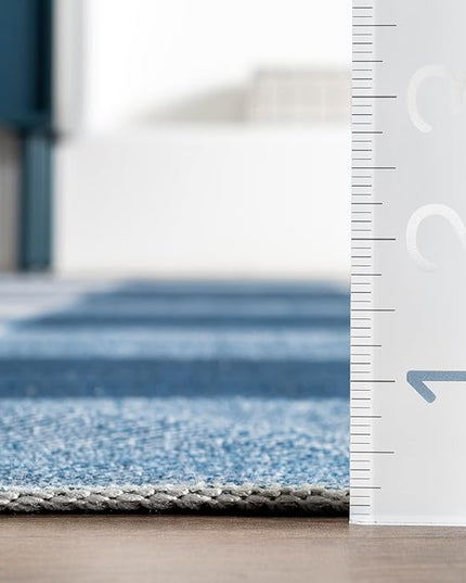 nuLOOM Lucy Machine Washable Farmhouse Buffalo Plaid Ultra Thin Area Rug, 8x10, Blue - LeafyLoom