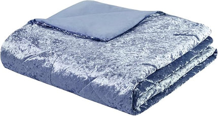 Intelligent Design King Duvet Cover Set, Velvet King Duvet Set, Luxury Diamond Quilting Blue Duvet Cover, Fluffy Duvet Cover with Decorative Pillow and 2 Shams, 4 Pieces, Blue, King/Cal King - LeafyLoom