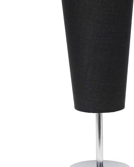 Simple Designs LT2061-BLK Mini Chrome Angled Fabric Shade Table Lamp, Black - LeafyLoom