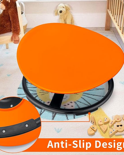 Kids Sensory Swivel Chair, Autism Sensory Chair, Spinning Chair for Autistic Kids, Small Space, Spin Seat, Metal Base, Non-Slip Design, Orange - LeafyLoom