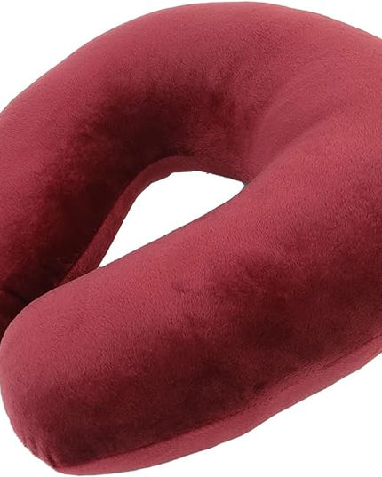Adult Cozy Soft Microfiber Neck Pillow, Compact, Perfect for Plane or Car Travel, Burgundy - LeafyLoom