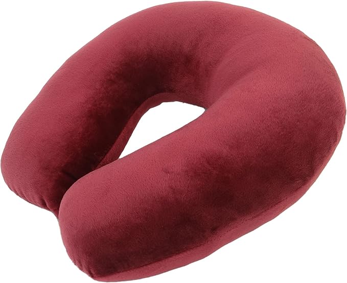 Adult Cozy Soft Microfiber Neck Pillow, Compact, Perfect for Plane or Car Travel, Burgundy - LeafyLoom