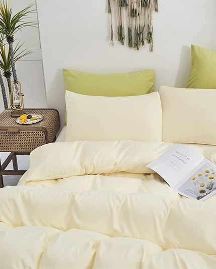 Light Yellow Comforter Set Queen Off White Bedding Set Beige Comforter Set Queen Men Breathable Ivory Bedding Set Women Soft Off White Queen Ivory Bedding Comforter Set Queen - LeafyLoom