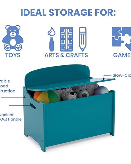 Delta Children MySize Deluxe Toy Box, Teal - LeafyLoom