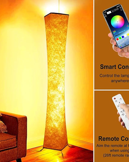 Floor Lamp, RGB Color Changing Led Smart Lamp, Music Sync, APP Remote Control, 62'' Standing Lamp for Living Room Bedroom Game Room - LeafyLoom