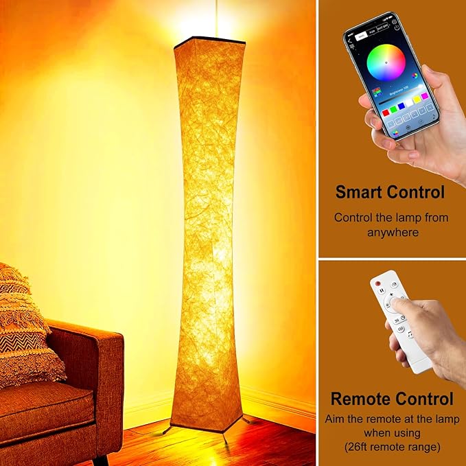 Floor Lamp, RGB Color Changing Led Smart Lamp, Music Sync, APP Remote Control, 62'' Standing Lamp for Living Room Bedroom Game Room - LeafyLoom