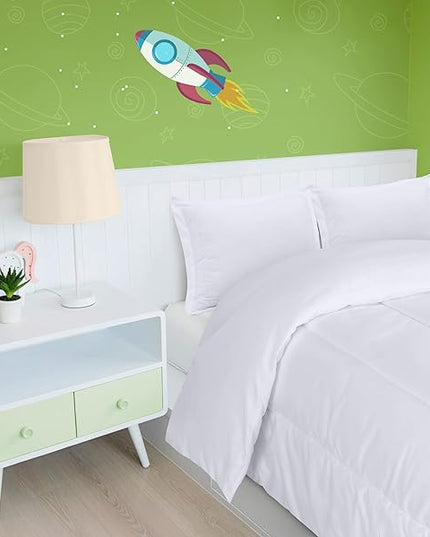 Utopia Bedding All Season White Comforter Set with 2 Pillow Cases, 3 Piece Soft Brushed Microfiber Kids Bedding Set for Boys/Girls, Machine Washable (Twin) - LeafyLoom