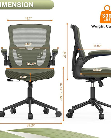 Office Chair, High Back Desk Chair Adjustable Height and Ergonomic Design Home Office Computer Chair Executive Lumbar Support Padded Flip-up Armrest Swivel Task Chair - LeafyLoom