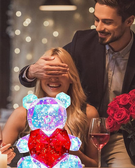 Glowing Teddy Bear,Teen Girl Gifts Trendy Stuff,LED Lights Up Bear Night Light,Galaxy Bear Lamp Bedrooms Bedside Nursery Decor Lights,Unique Gift for Woman Girls Kids Mon with Transparent Gift Box - LeafyLoom