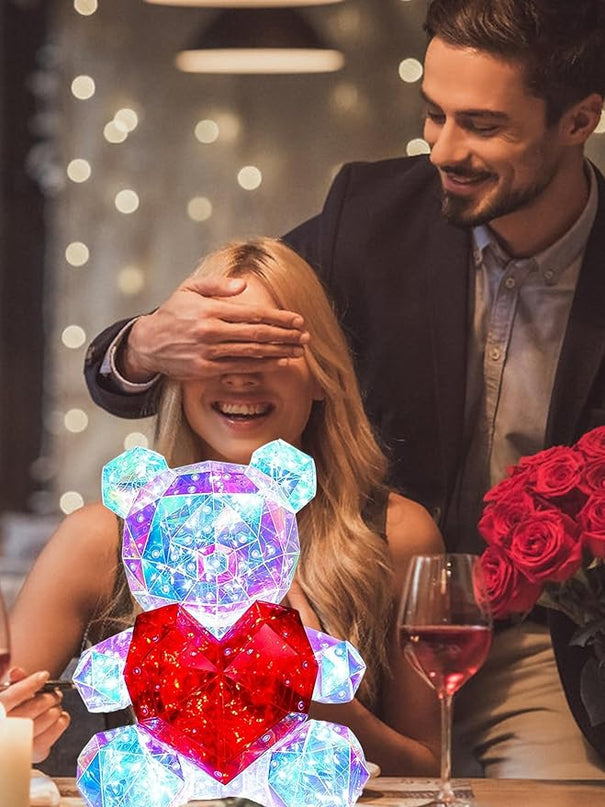 Glowing Teddy Bear,Teen Girl Gifts Trendy Stuff,LED Lights Up Bear Night Light,Galaxy Bear Lamp Bedrooms Bedside Nursery Decor Lights,Unique Gift for Woman Girls Kids Mon with Transparent Gift Box - LeafyLoom
