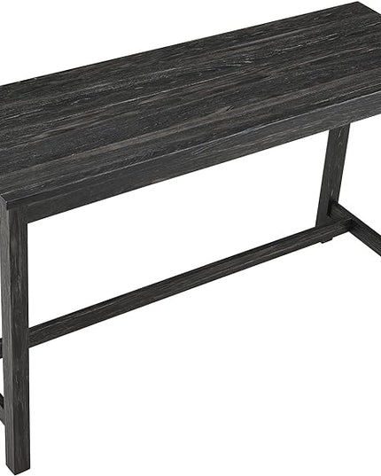 ManyStars Power 3 Upholstered Stools, Industrial Breakfast Dining, Living, Play Room,Black+ Gray, 4-Piece Bar Table Set with Outlet - LeafyLoom