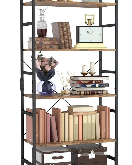 NUMENN 5 Tier Bookshelf, Tall Bookcase Shelf Storage Organizer, Modern Book shelf for Bedroom, Living Room and Home Office, Vintage - LeafyLoom