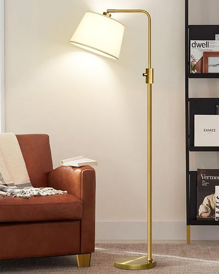 Nintiue Dimmable Floor Lamp, 1000 LM LED Edison Bulb Included, Arc Floor Lamps for Living Room Modern Standing Lamp Tall Lamps for Living Room Bedroom-Brass - LeafyLoom