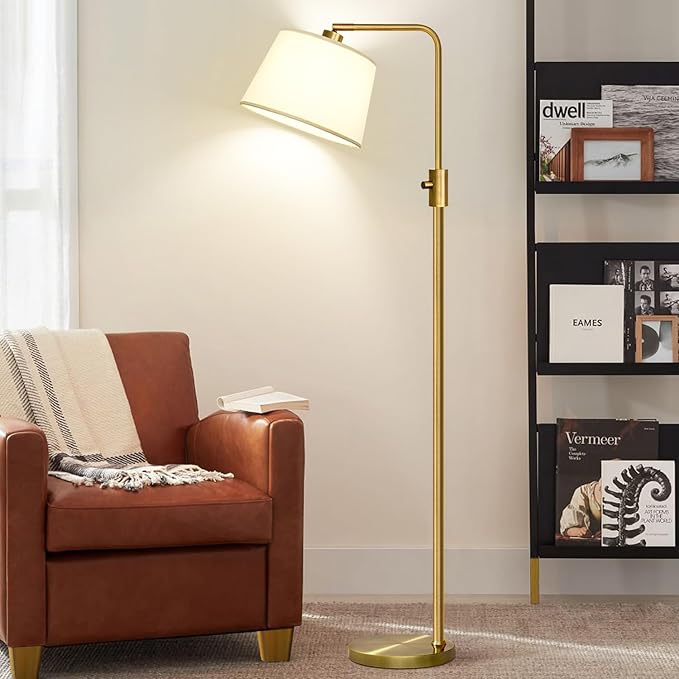 Nintiue Dimmable Floor Lamp, 1000 LM LED Edison Bulb Included, Arc Floor Lamps for Living Room Modern Standing Lamp Tall Lamps for Living Room Bedroom-Brass - LeafyLoom