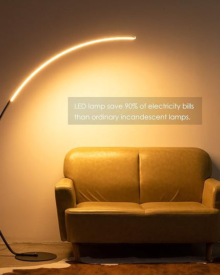 NUÜR Arc Floor Lamp, 67" Tall Black Gold LED Modern Standing Floor Lamp with Remote Control, Arched Bright Floor Lamps for Living Room Bedroom Office Home (Black) - LeafyLoom