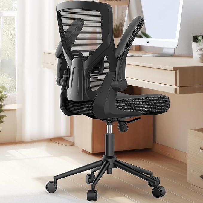 Home Office Chair, High Back Desk Chair Adjustable Height and Ergonomic Design Home Office Computer Chair Executive Lumbar Support Padded Flip-up Armrest Swivel Task Chair - LeafyLoom