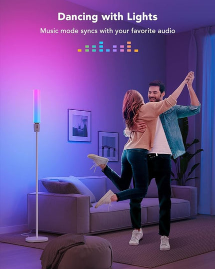 Govee RGBIC Cylinder Floor Lamp, LED Corner Floor Lamp with Wi-Fi App Control, Smart Lamp with 64+ Scenes, DIY Mode, Music Sync, 1500 Lumens Modern Lamp for Bedroom, Living Room - LeafyLoom