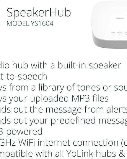 YoLink LoRa Smart Door Sensor Starter Kit: SpeakerHub Audio Hub & Door Sensor - Up to 1/4 Mile Range, Door Left-Open Reminders, up to 5 Year Batteries, Alexa, IFTTT, Home Assistant (2.4GHz WiFi Reqd) YoLink
