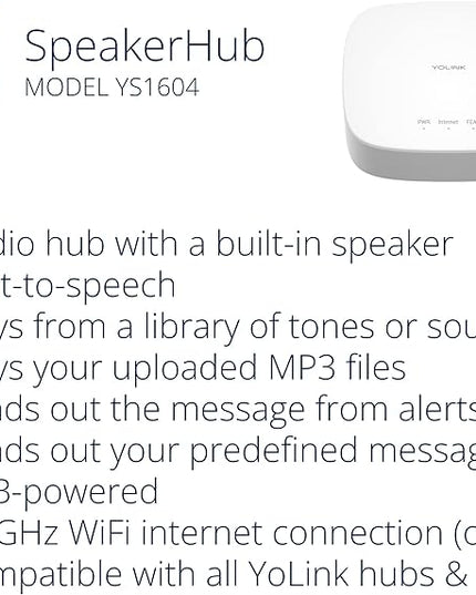 YoLink LoRa Smart Door Sensor Starter Kit: SpeakerHub Audio Hub & (3) Door Sensors - Up to 1/4 Mile Open-Air Range, Door Left-Open Reminders, up to 5 Year Battery Life, Alexa, IFTTT, Home Assistant YoLink
