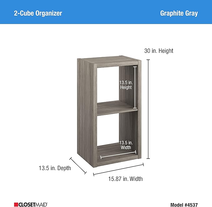 ClosetMaid 4537 Decorative Open Back 2-Cube Storage Organizer, Graphite Gray - LeafyLoom