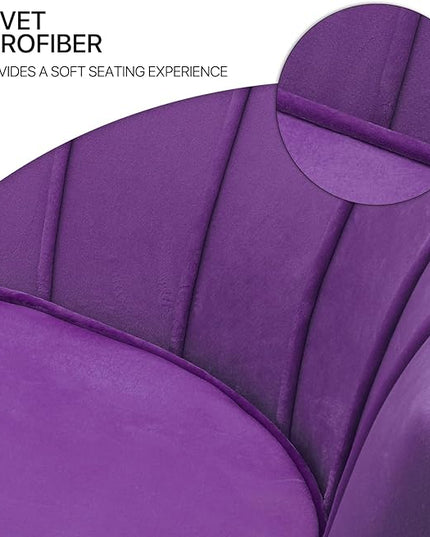 MoNiBloom 52" Purple Velvet Loveseat Sofa with 2 Pillows, Modern 2-Seater Sofa Upholstered Tufted Love Seat Couch with Golden Metal Legs for Living Room Conference Room, 300 Lbs Capacity - LeafyLoom