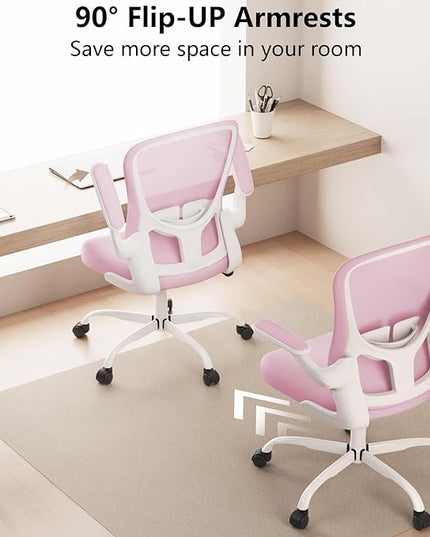 Ergonomic Office Chair, Comfort Swivel Home Office Task Chair, Breathable Mesh Desk Chair, Lumbar Support Computer Chair with Flip-up Arms and Adjustable Height - LeafyLoom