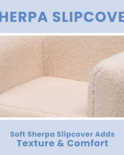 Delta Children Cozee Sherpa Chair, Cream - LeafyLoom