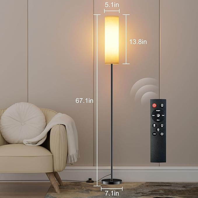 Modern Floor lamp for Living Room Office Standing lamp, 3 Color Tall Lamp Standing lamp with Control Mobile Phone Color dimming, Brightness, Home Floor lamp for Minimalist Floor lamp - LeafyLoom