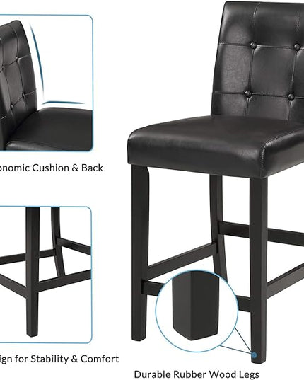 NicBex Small Dining Table Set for 4 Dining Room Set 5-Piece Kitchen Table Set Faux Marble Top Counter Height Dining Table Set with 4 Pu Leather-Upholstered Chairs, Black - LeafyLoom
