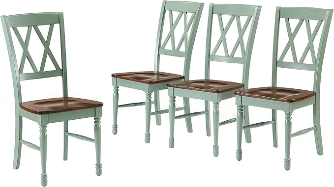 Crosley Furniture Shelby Dining Chairs (Set of 4), Distressed Teal - LeafyLoom