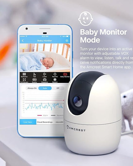 Amcrest 1080P WiFi Camera Indoor, Nanny Cam, Dog Camera, Sound & Baby Monitor, Human & Pet Detection, Motion-Tracking, Phone App, Pan/Tilt Wireless IP Camera, Night Vision, Smart Home ASH21-W Amcrest