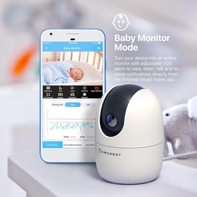 Amcrest 1080P WiFi Camera Indoor, Nanny Cam, Dog Camera, Sound & Baby Monitor, Human & Pet Detection, Motion-Tracking, Phone App, Pan/Tilt Wireless IP Camera, Night Vision, Smart Home ASH21-W Amcrest