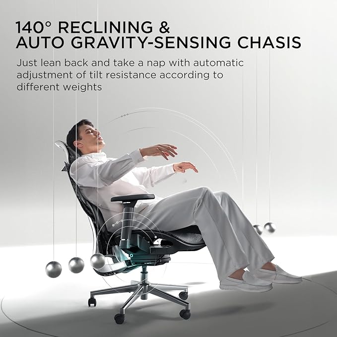 Hbada E3 Ergonomic Office Chair, Big and Tall Office Chair - with 3-Zone Dynamic Lumbar Support, 3D Adjustable Headrest, 3D Adjustable Armrests, Swivel Computer Chair, Black(No Footrest) - LeafyLoom