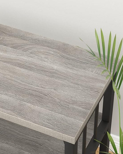 IBF Industrial Horizontal Bookshelf, Modern 5 Cube Storage Organizer Open Shelf, Low Wide Cubby Bookcase for Home Office Living, Wooden Metal Short Book Shelf Bedroom Storage, Light Grey Oak, 47 Inch - LeafyLoom