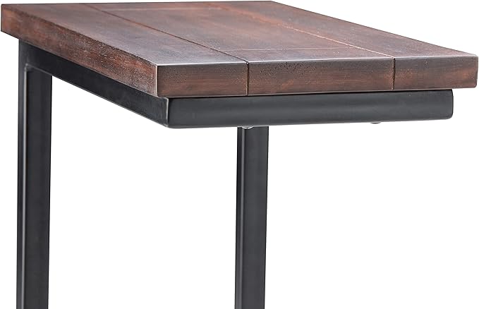 SIMPLIHOME Skyler SOLID MANGO WOOD and Metal 18 Inch Wide Rectangle C Side Table in Dark Cognac Brown, Fully Assembled, For the Living Room and Bedroom - LeafyLoom