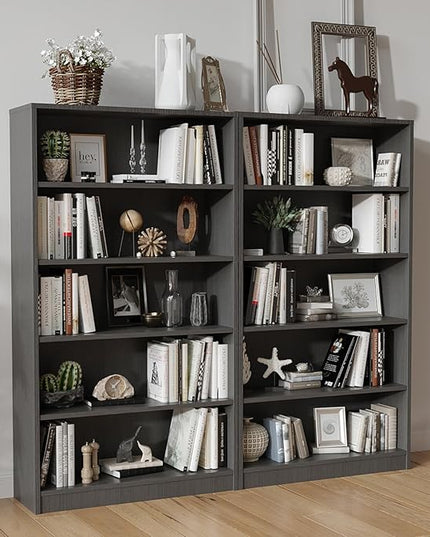 Farini 5 shelf boockase Display Bookcase Freestanding Wooden Bookshelves for Home Office Living Room,60 Inch Height,Grey - LeafyLoom