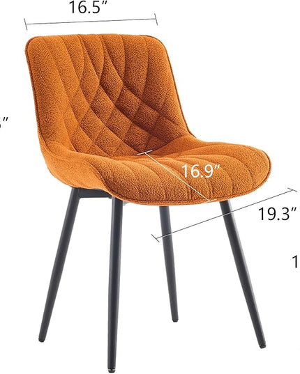 Elegant Dining Chair with Soft Padded Seat Armless Upholstered Kitchen Chairs Velvet Dining Table Chair with Curved Backrest for Kitchen Bedroom Side Dining Room, Set of 2, Orange - LeafyLoom