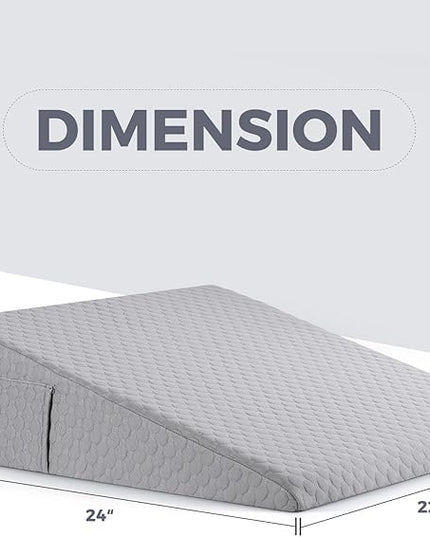Bed Wedge Pillow for Sleeping 7.5" Memory Foam Wedge Pillow for After Surgery Triangle Pillow Wedge for Acid Reflux Snoring Heartburn GERD Back Support Leg Elevation, Removable Washable Cover - Gray - LeafyLoom