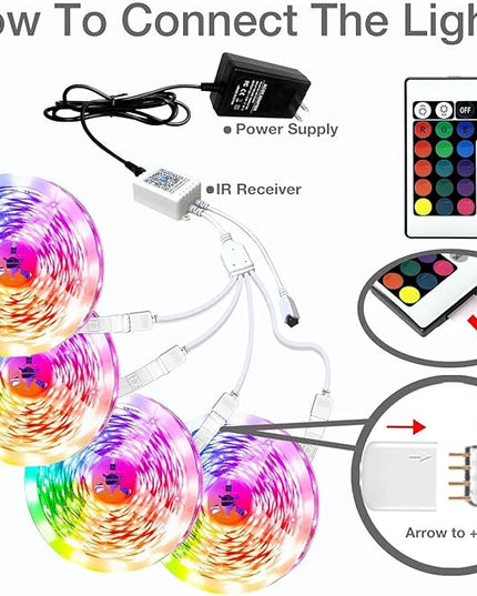 phopollo Bluetooth 24V Led Strip Lights 400ft (4 Rolls of 100ft), Color Changing LED Lights for Bedroom, Kitchen Decor, App Control and Music Sync Phopollo