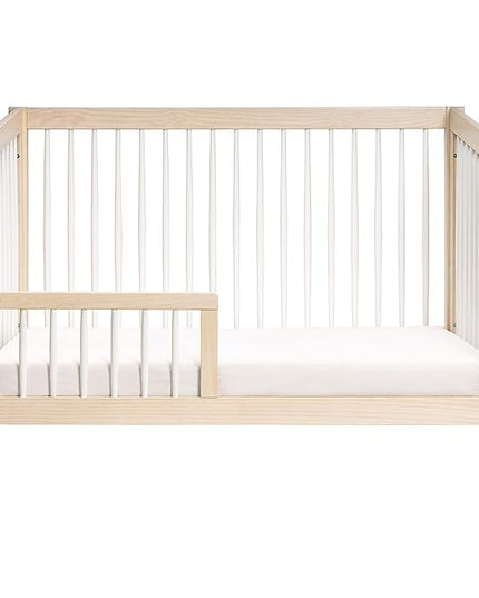 Babyletto Sprout 4-in-1 Convertible Crib with Toddler Bed Conversion Kit in Washed Natural and White, Greenguard Gold Certified - LeafyLoom