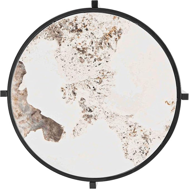 Round Coffee Table Coffee Tables for Living Room Sintered Stone Marble Top Sturdy Metal Frame (Grey, 20.67 inches) - LeafyLoom