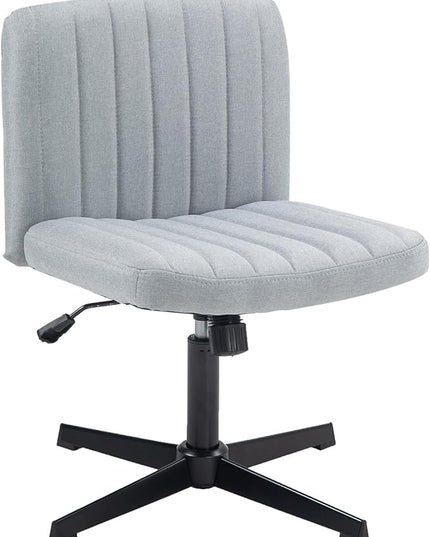 Panana Office Chair Fabric Padded Seat Armless Desk Chair Swivel Computer Task Chair Mid-Back No Wheels Accent Chair (Grey) - LeafyLoom