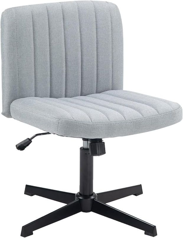 Panana Office Chair Fabric Padded Seat Armless Desk Chair Swivel Computer Task Chair Mid-Back No Wheels Accent Chair (Grey) - LeafyLoom