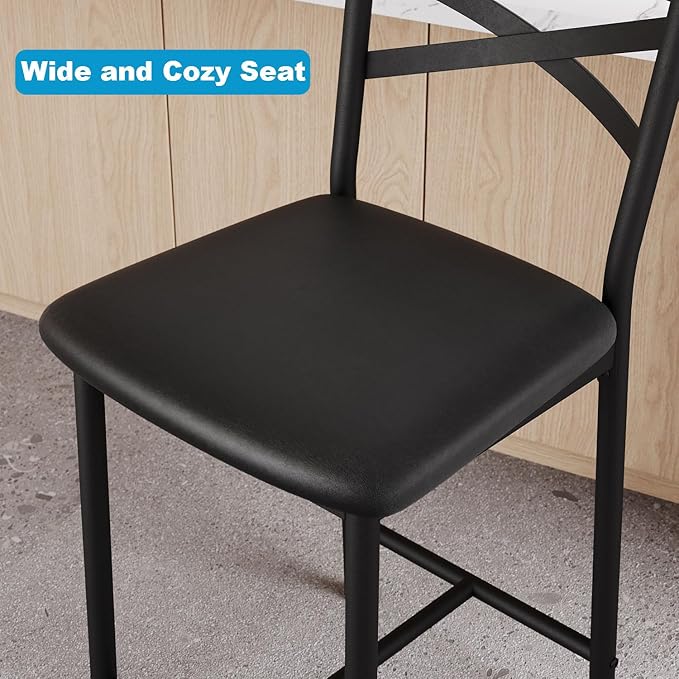 GAOMON Dining Table Set for 2, Kitchen Bar Table and Chairs for 2, 3-Piece Kitchen Table Set with 2 Upholstered Chairs, Expandable Counter Height Bar Table Set with 3 Storage Shelves, Black - LeafyLoom
