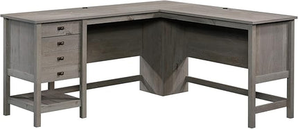 Sauder Cottage Road L-Desk, L: 65.12" x W: 58.66" x H: 29.76", Mystic Oak finish - LeafyLoom